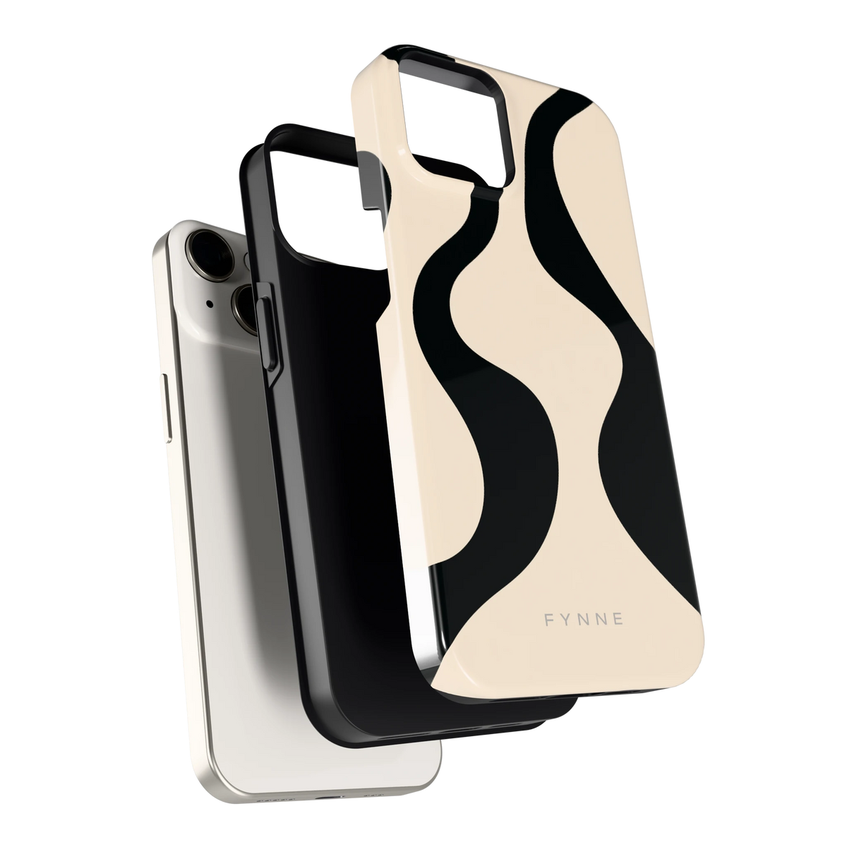 Zwarte golven hoesje voor iPhone 14, los van de telefoon