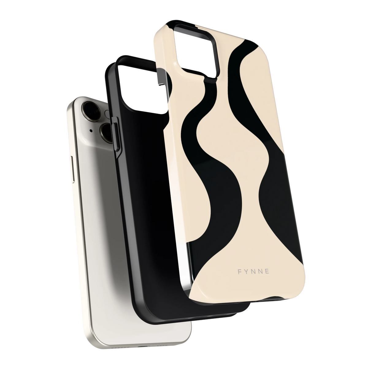 Zwarte golven hoesje voor iPhone 14 Plus, los van de telefoon