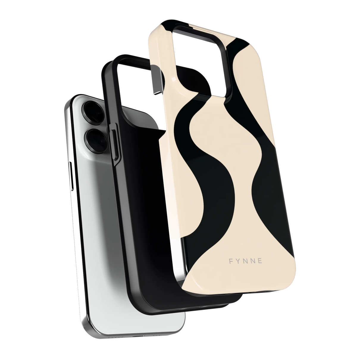 Zwarte golven hoesje voor iPhone 14 Pro, los van de telefoon
