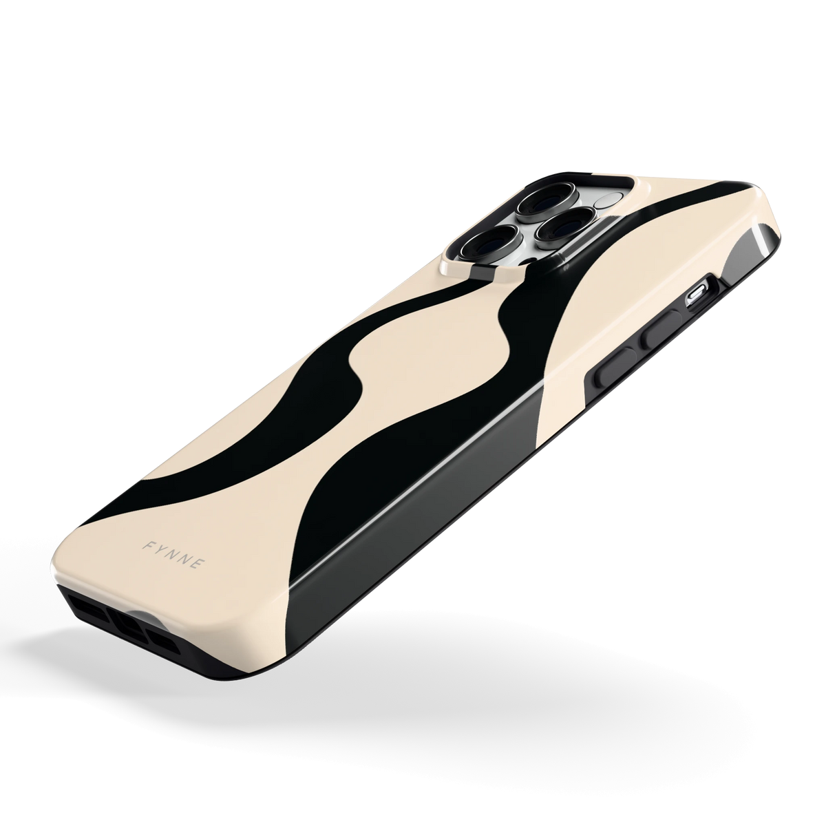 Zwarte golven hoesje voor iPhone 14 Pro Max, schuin