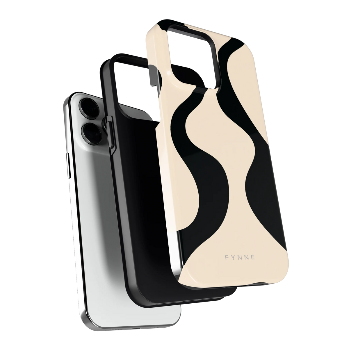 Zwarte golven hoesje voor iPhone 14 Pro Max, los van de telefoon