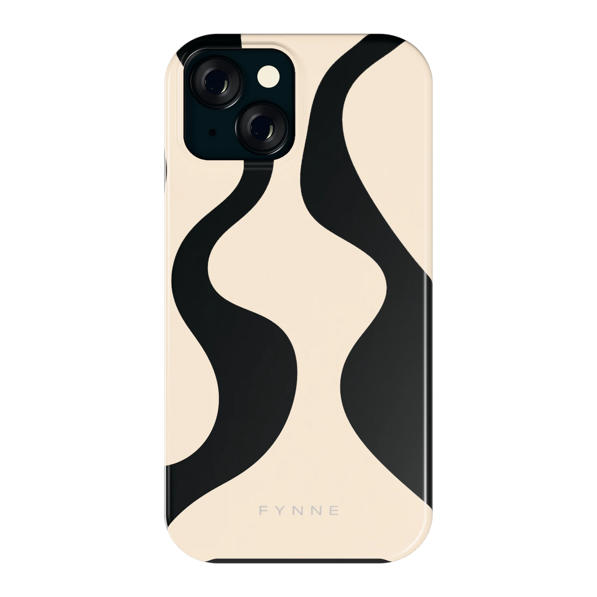 Zwarte golven hoesje voor iPhone 15, achterkant