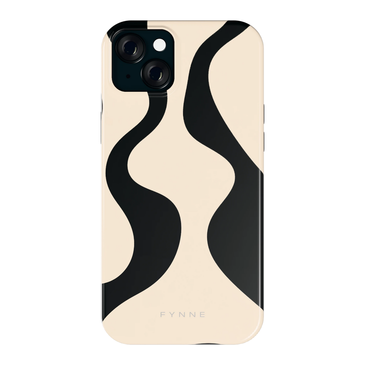 Zwarte golven hoesje voor iPhone 15 Plus, achterkant