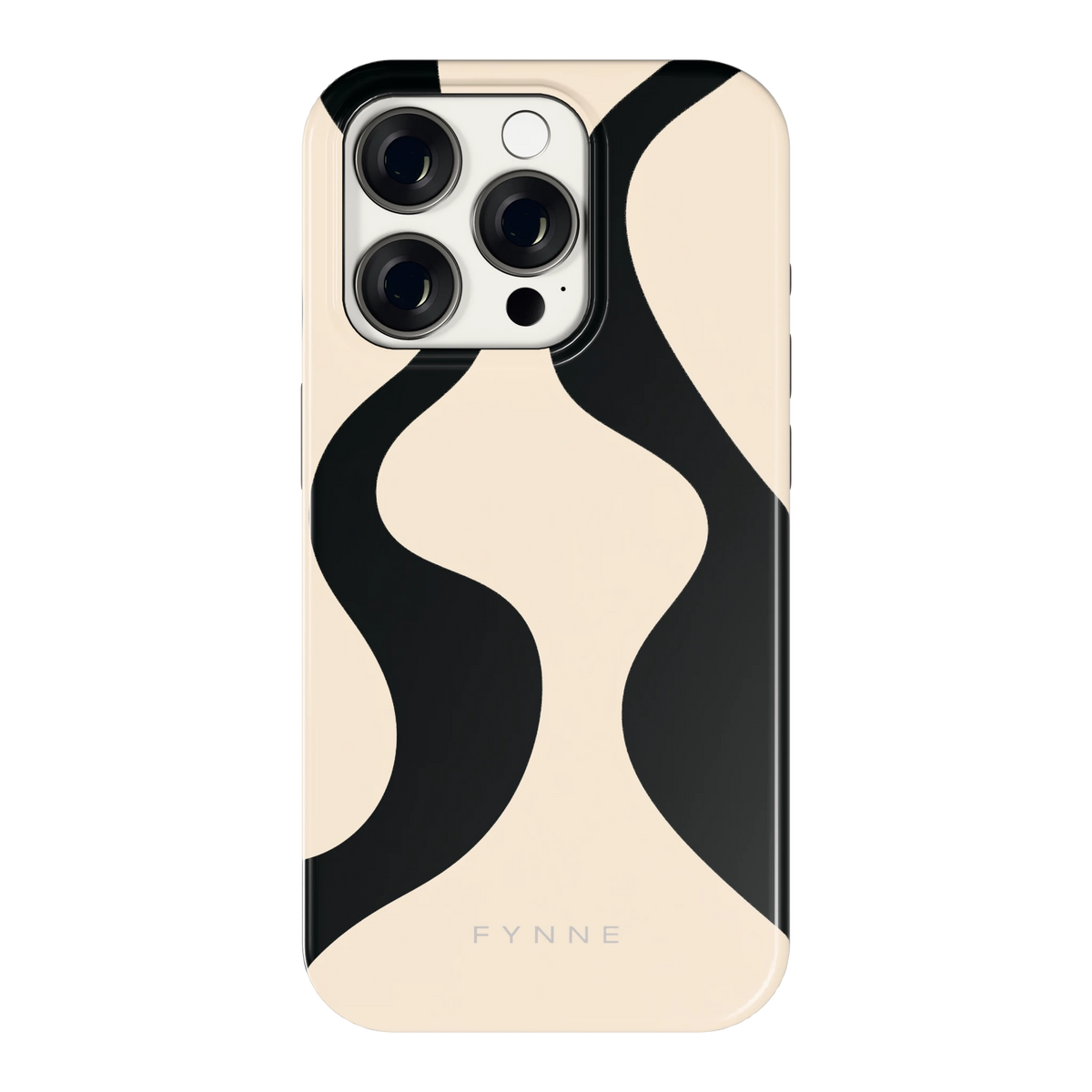 Zwarte golven hoesje voor iPhone 15 Pro, achterkant