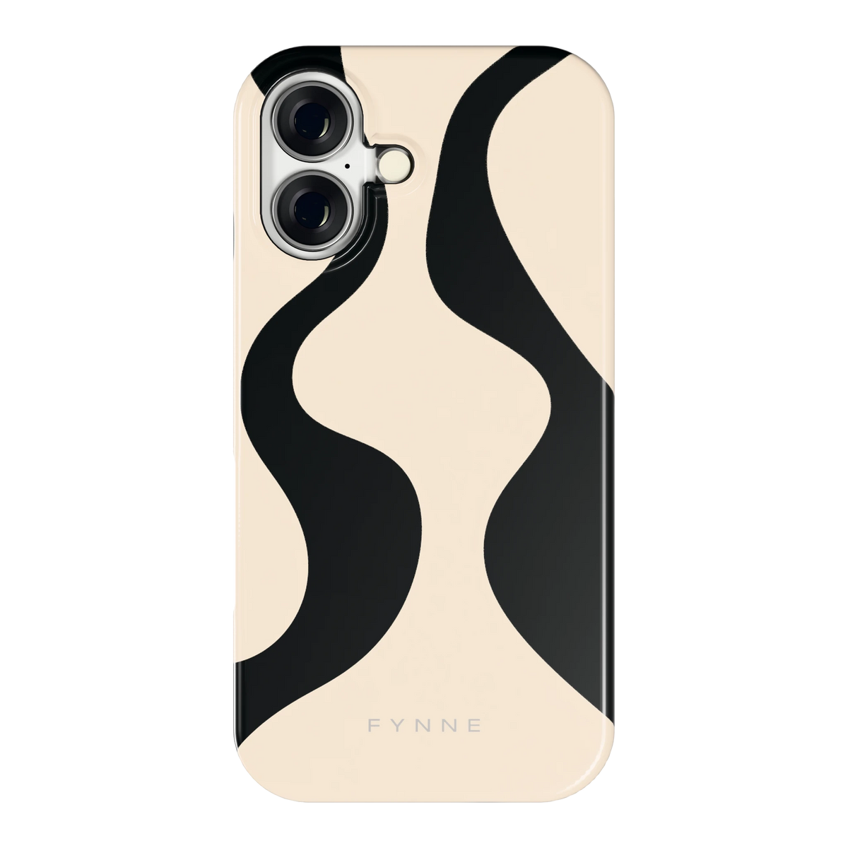 Zwarte golven hoesje voor iPhone 16, achterkant