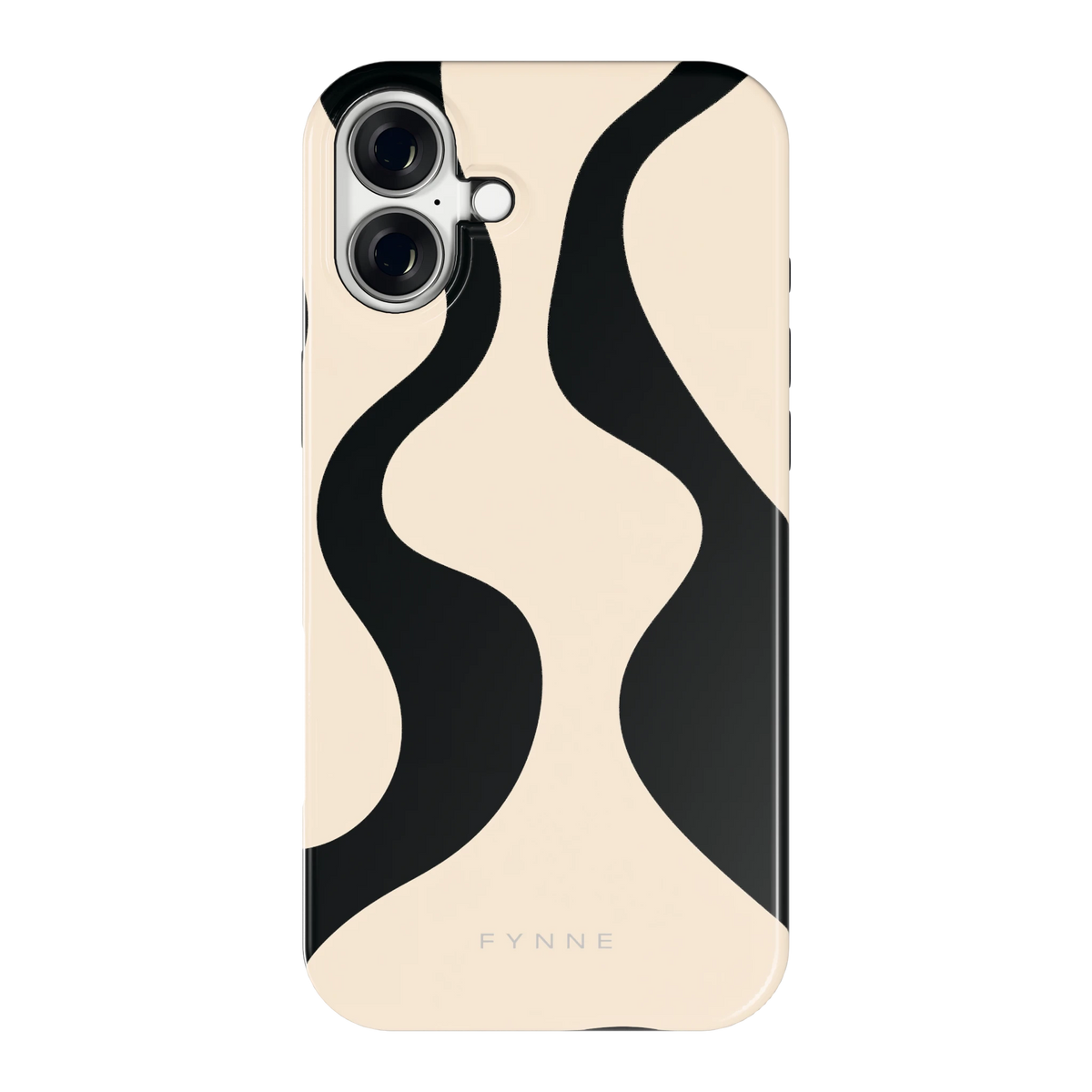 Zwarte golven hoesje voor iPhone 16 Plus, achterkant