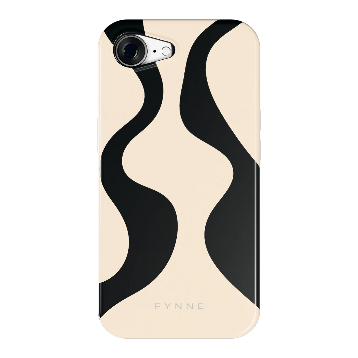 Zwarte golven hoesje voor iPhone 16e, achterkant