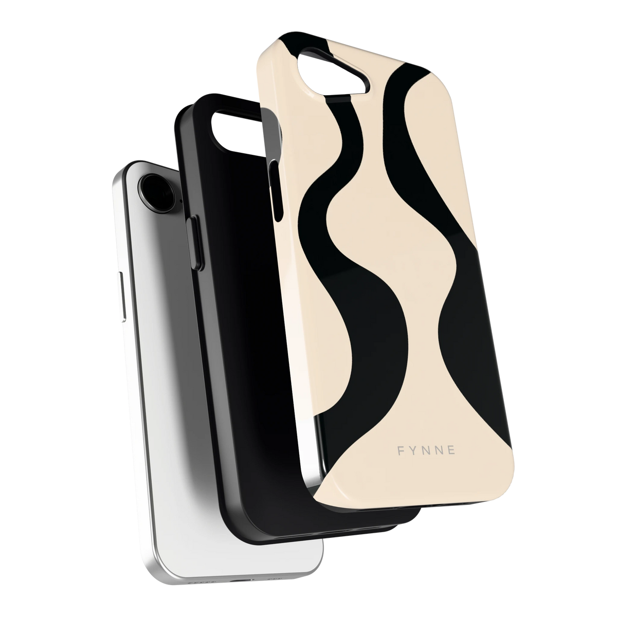 Zwarte golven hoesje voor iPhone 16e, los van de telefoon