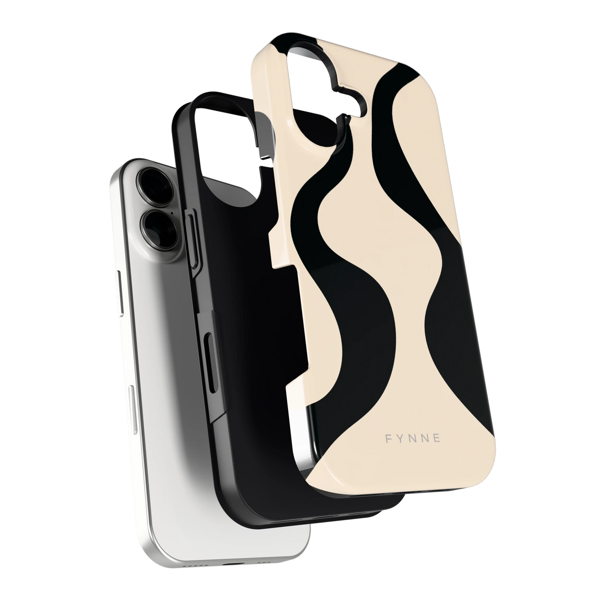 Zwarte golven hoesje voor iPhone 17, los van de telefoon