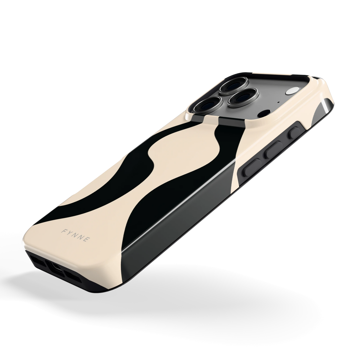 Zwarte golven hoesje voor iPhone 17 Pro, schuin