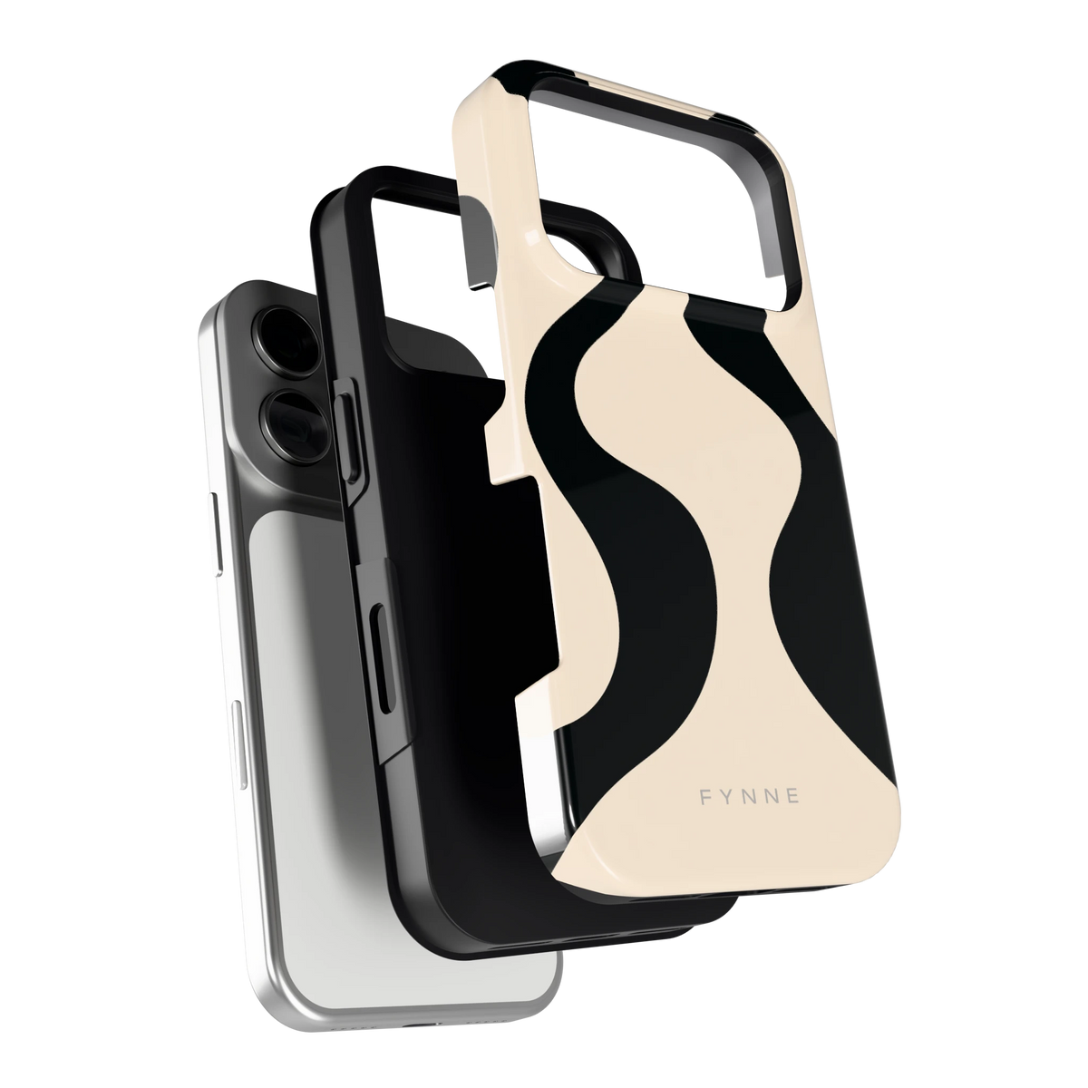 Zwarte golven hoesje voor iPhone 17 Pro, los van de telefoon