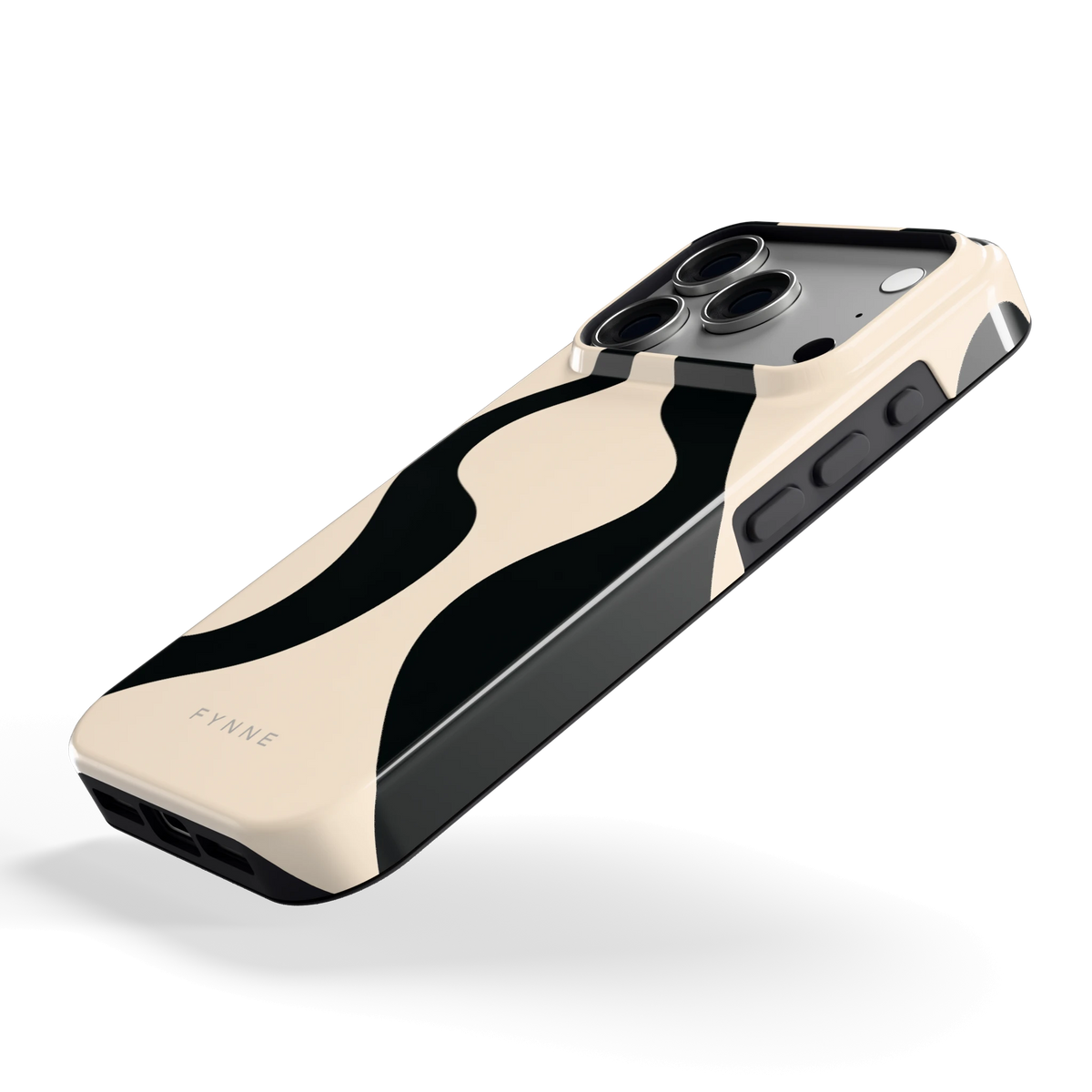 Zwarte golven hoesje voor iPhone 18 Pro, schuin