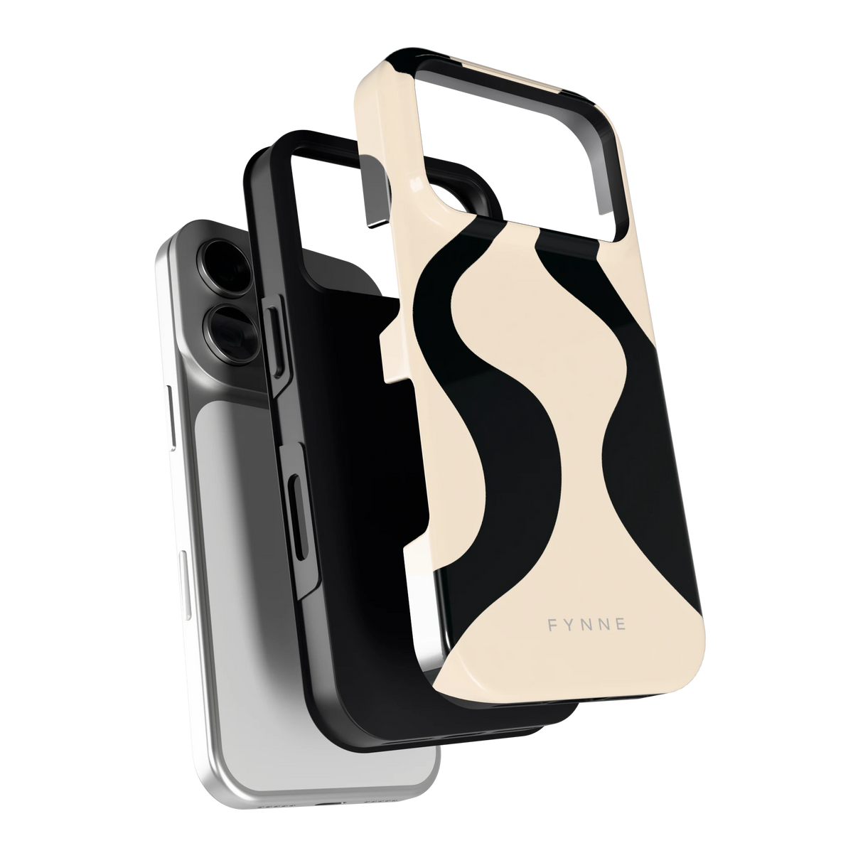 Zwarte golven hoesje voor iPhone 18 Pro, los van de telefoon