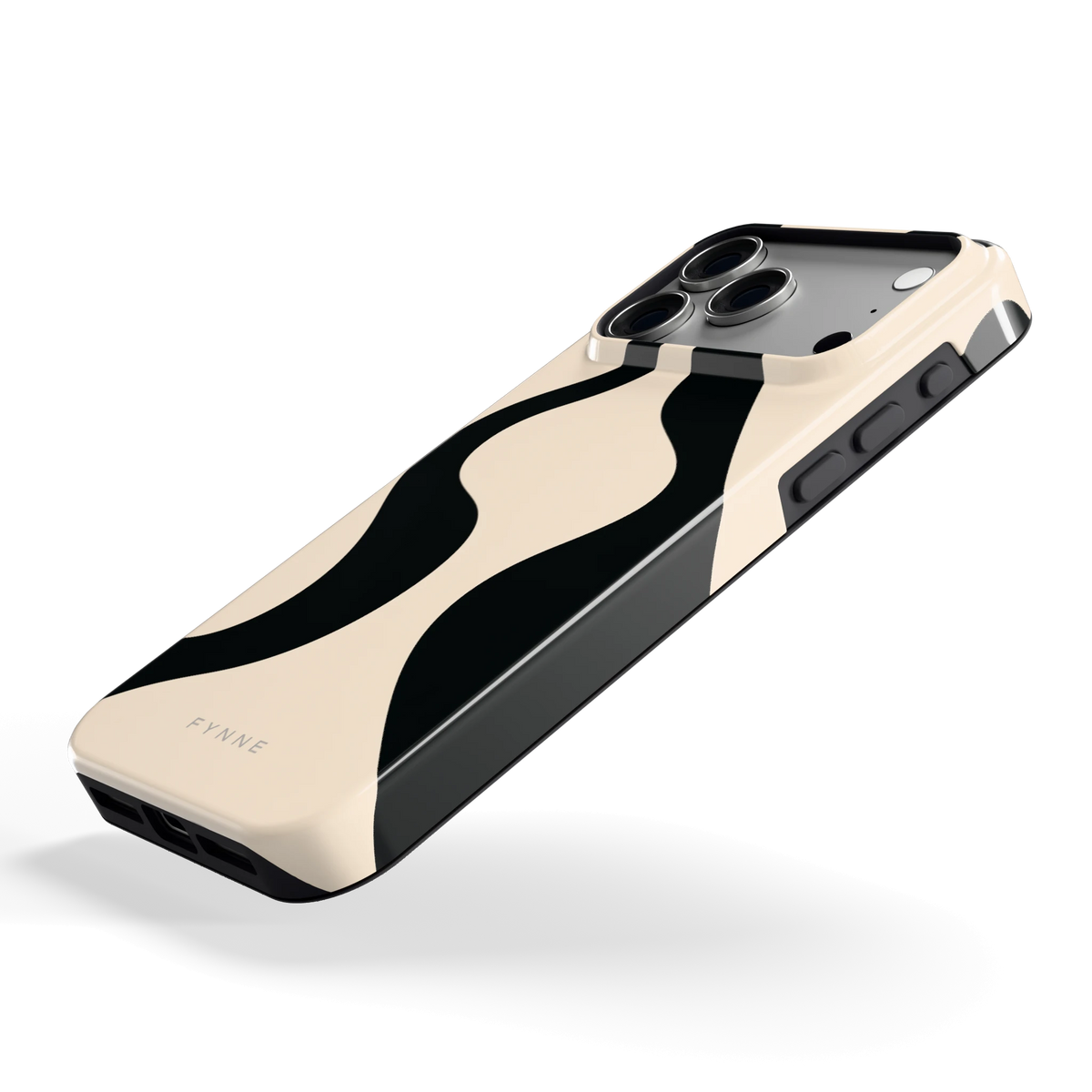 Zwarte golven hoesje voor iPhone 18 Pro Max, schuin