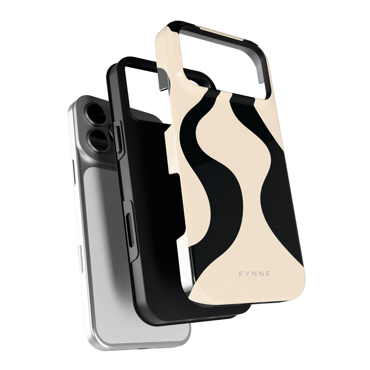 Zwarte golven hoesje voor iPhone 18 Pro Max, los van de telefoon