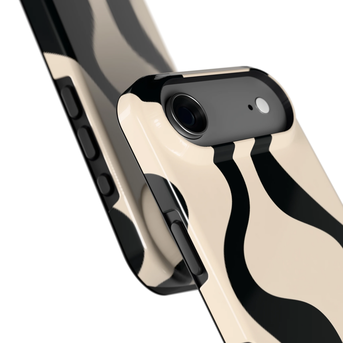 Zwarte golven hoesje voor iPhone Air, close-up
