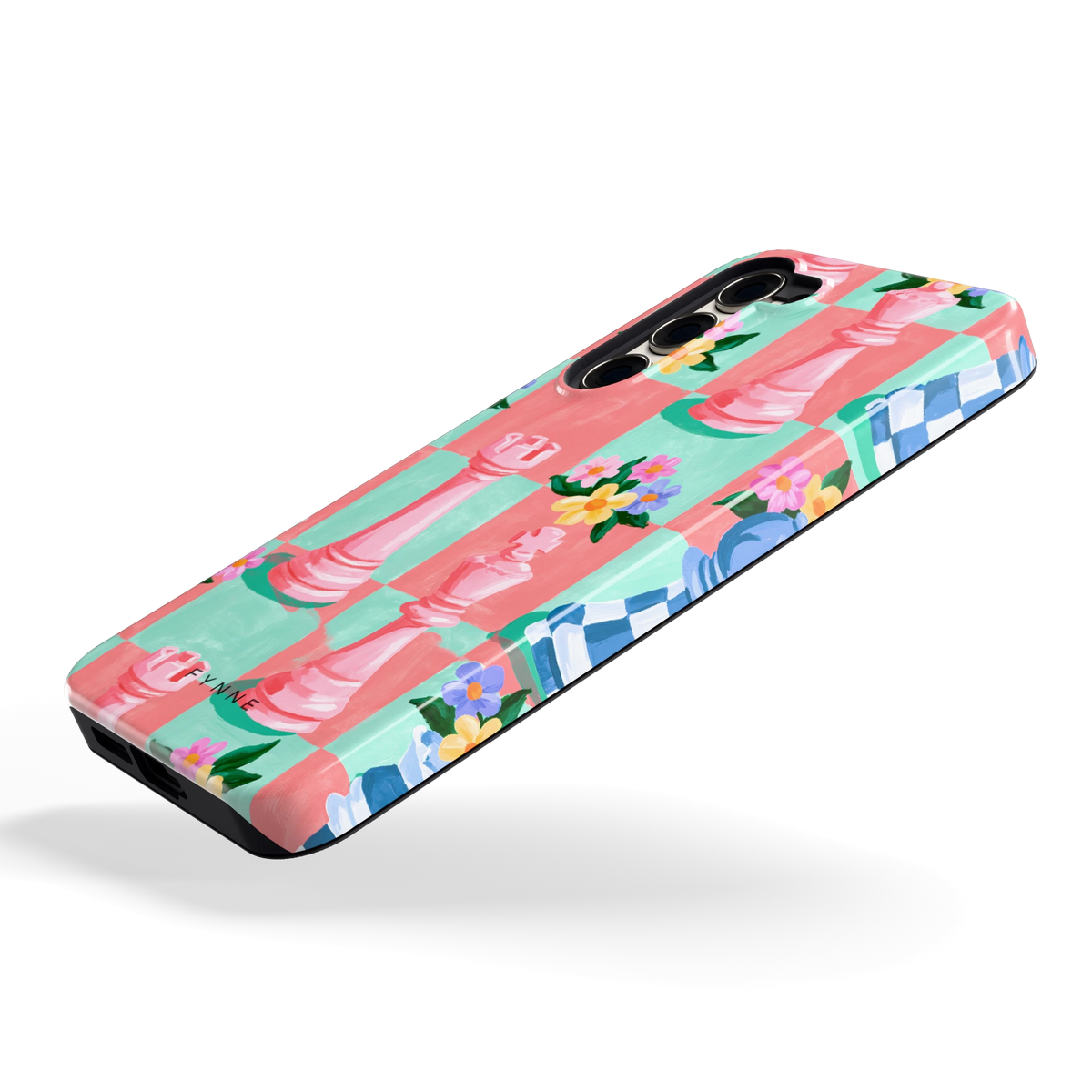 Bloeiend Schaakbord hoesje voor Galaxy S23+, schuin