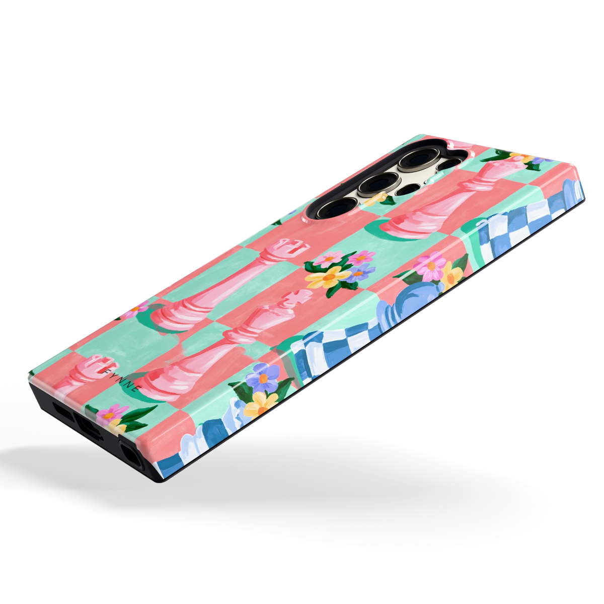 Bloeiend Schaakbord hoesje voor Galaxy S23 Ultra, schuin