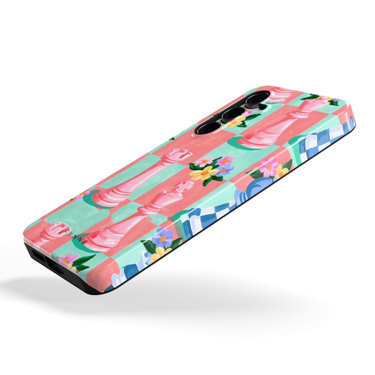 Bloeiend Schaakbord hoesje voor Galaxy S24 FE, schuin
