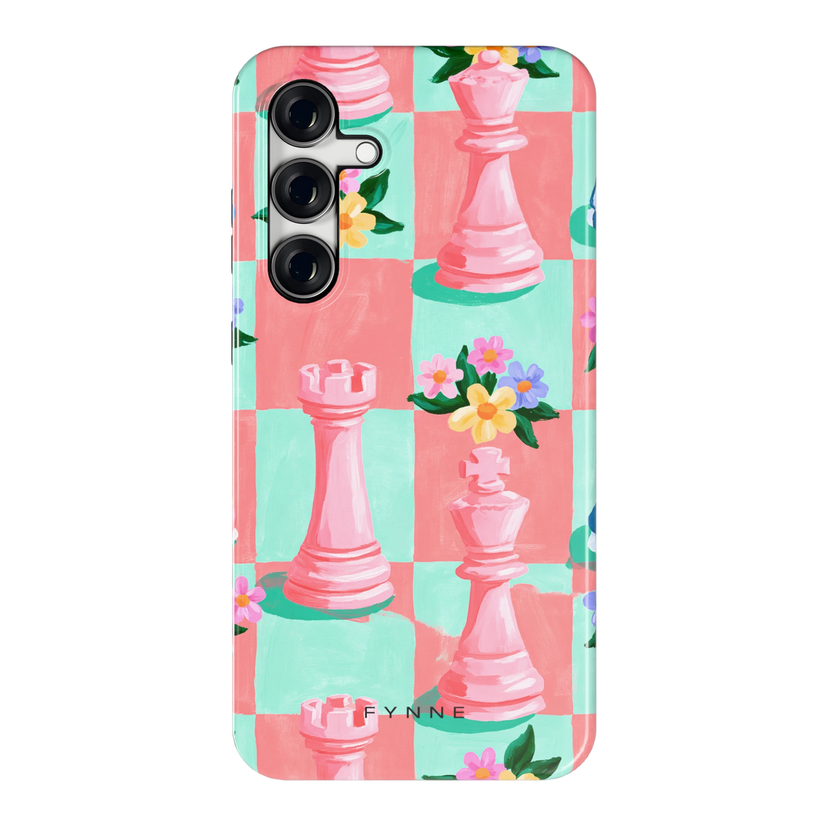 Bloeiend Schaakbord hoesje voor Galaxy S24 FE, achterkant