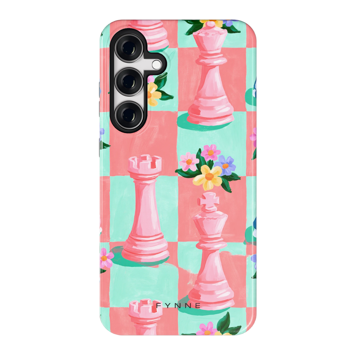 Bloeiend Schaakbord hoesje voor Galaxy S24+, achterkant