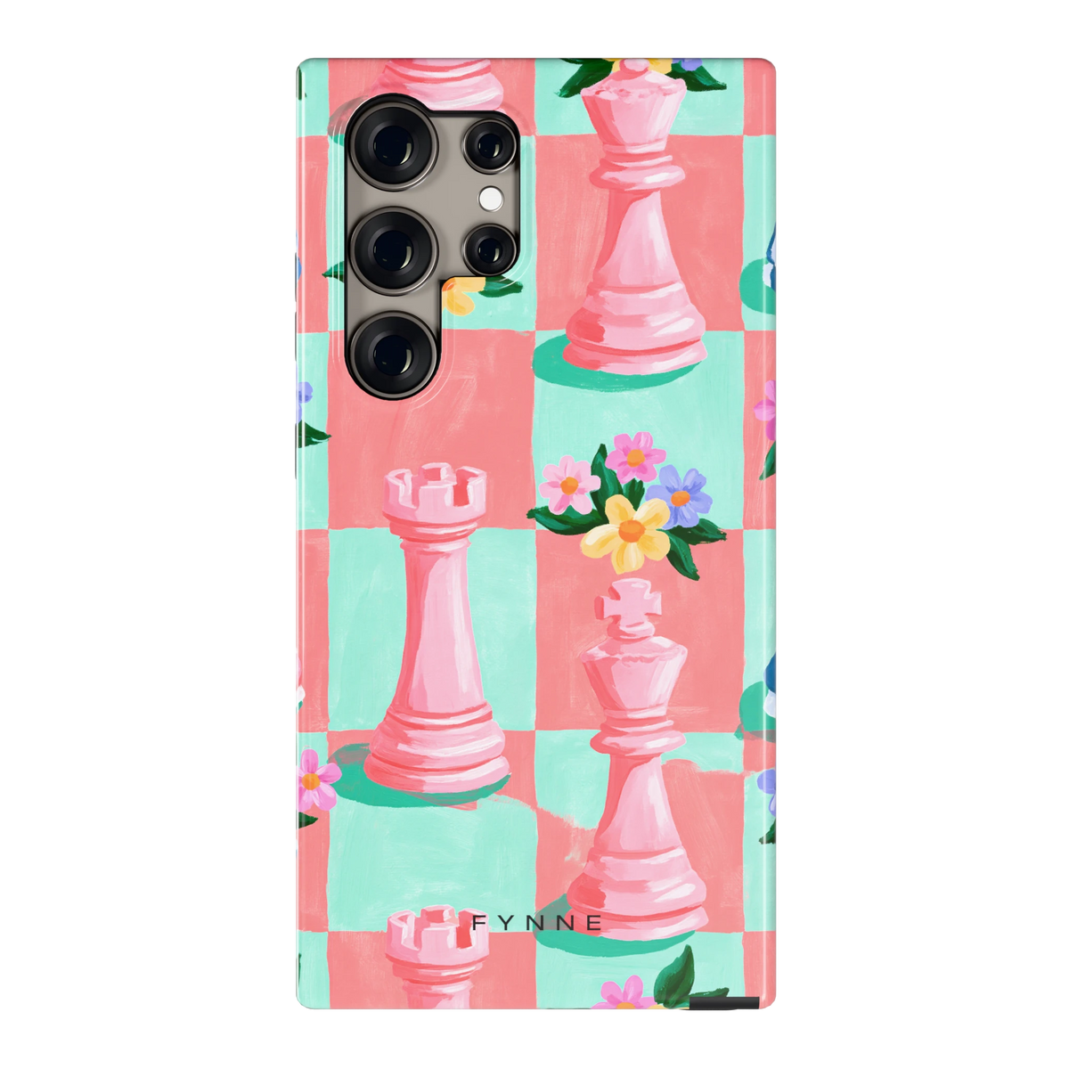 Bloeiend Schaakbord hoesje voor Galaxy S24 Ultra, achterkant