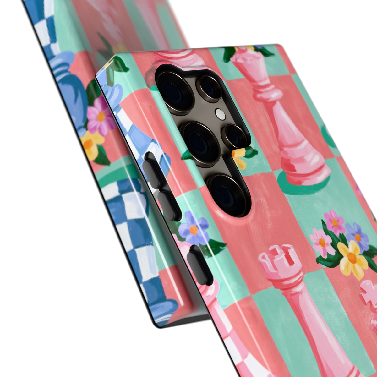 Bloeiend Schaakbord hoesje voor Galaxy S24 Ultra, close-up