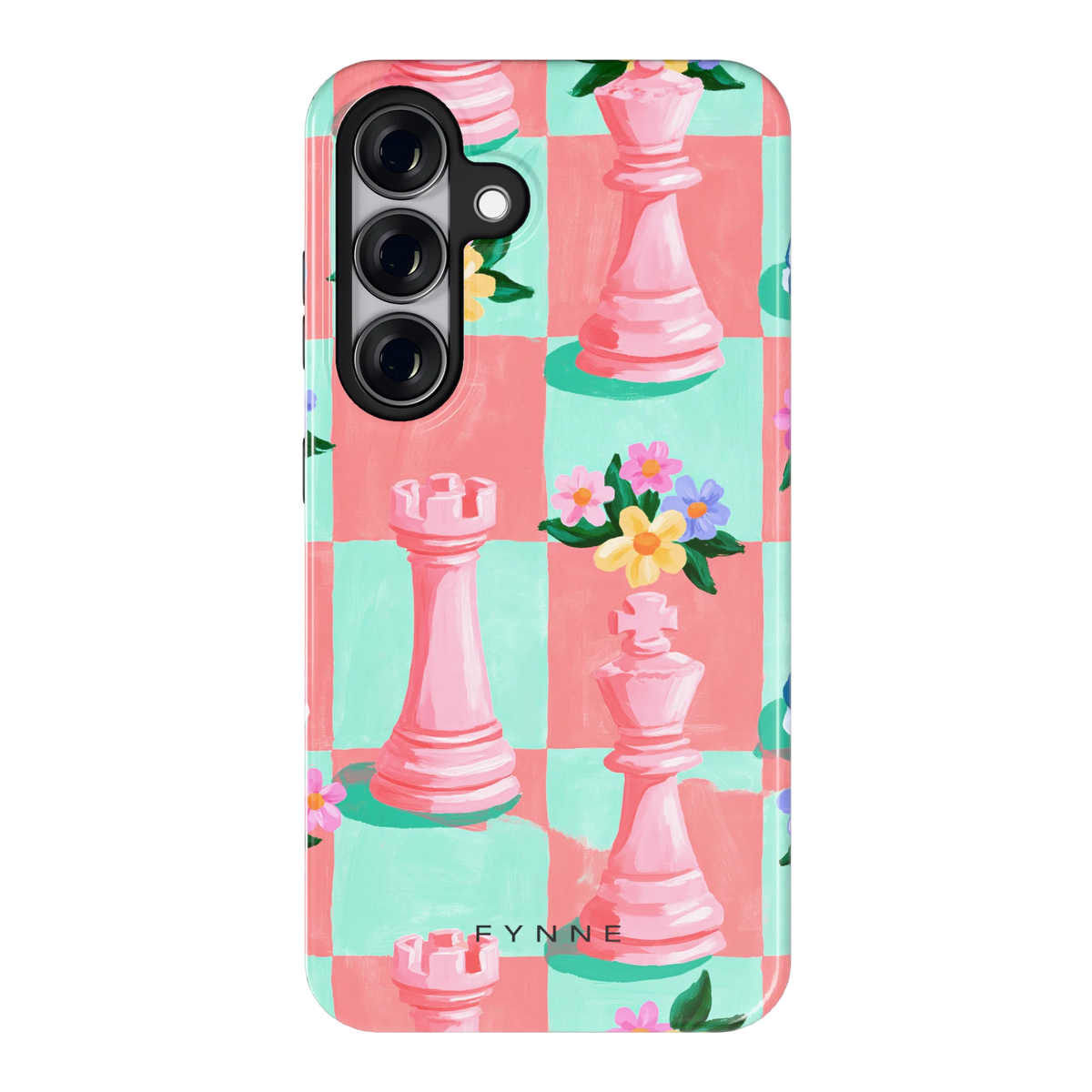 Bloeiend Schaakbord hoesje voor Galaxy S25, achterkant