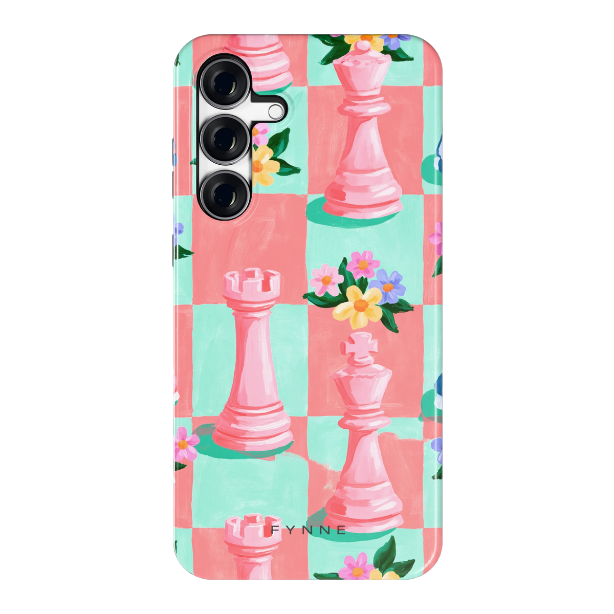 Bloeiend Schaakbord hoesje voor Galaxy S25 FE, achterkant
