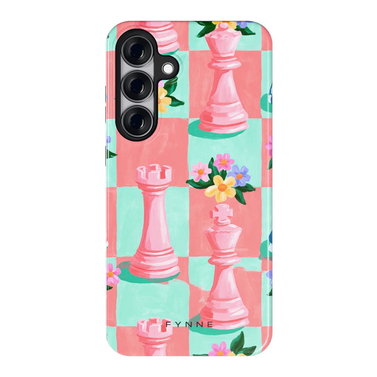 Bloeiend Schaakbord hoesje voor Galaxy S25+, achterkant