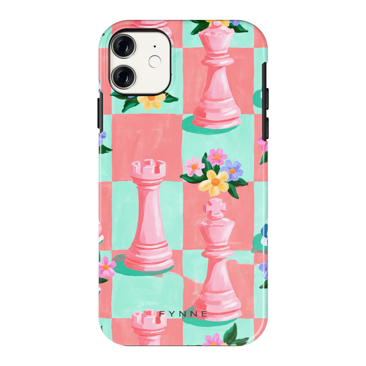 Bloeiend Schaakbord hoesje voor iPhone 11, achterkant