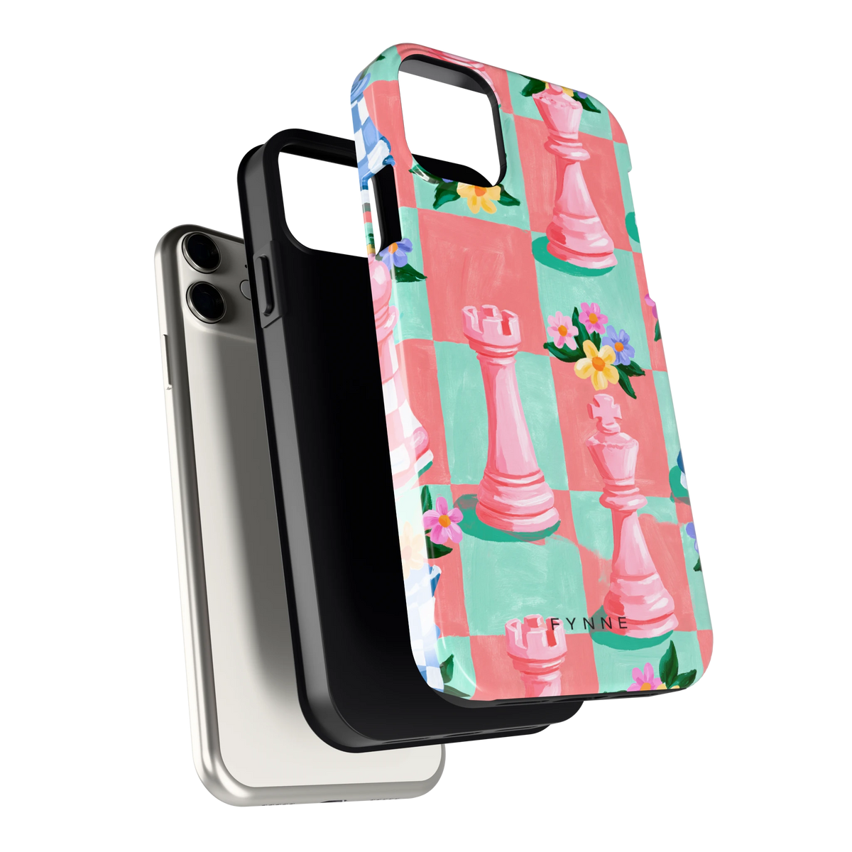 Bloeiend Schaakbord hoesje voor iPhone 11, los van de telefoon