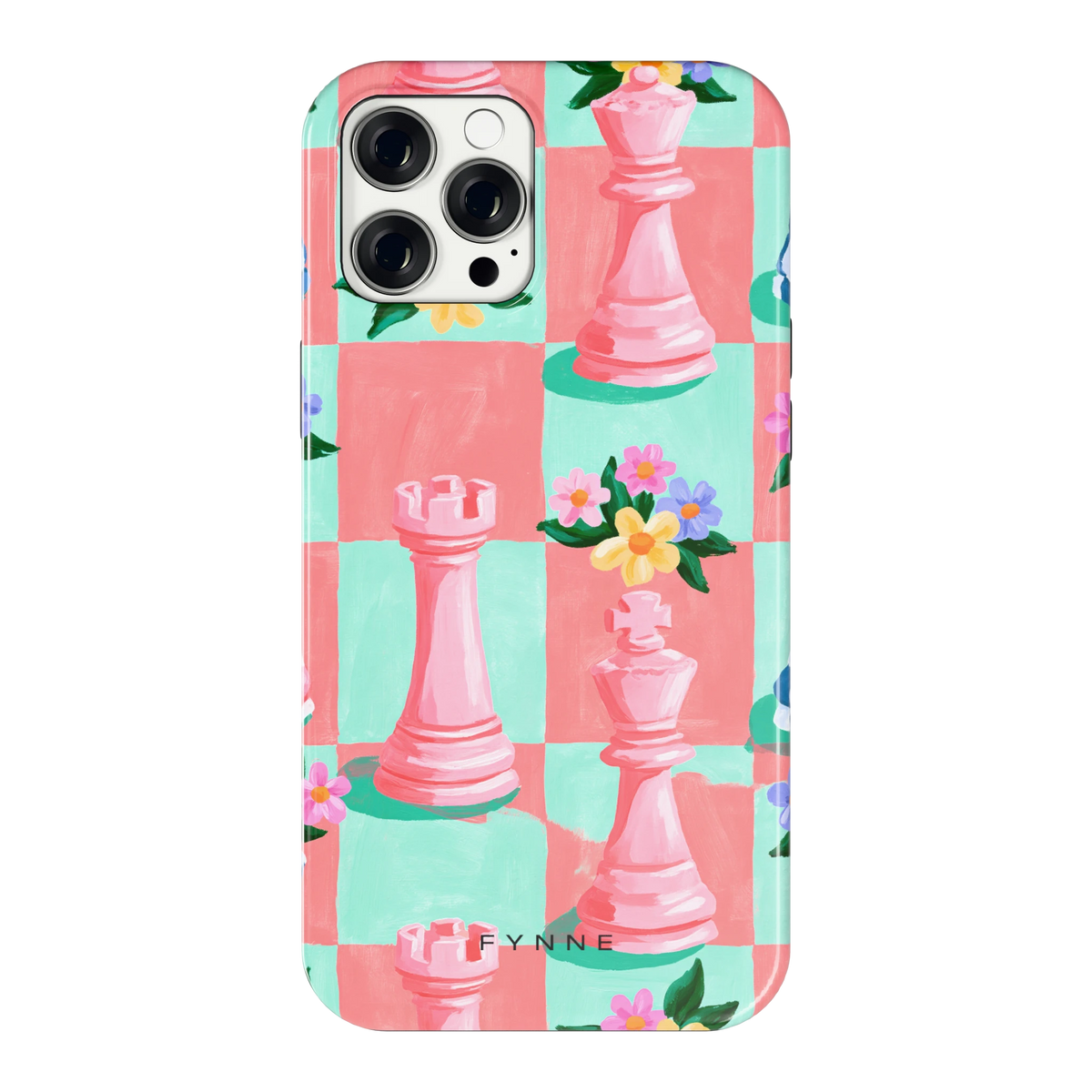 Bloeiend Schaakbord hoesje voor iPhone 12 Pro Max, achterkant