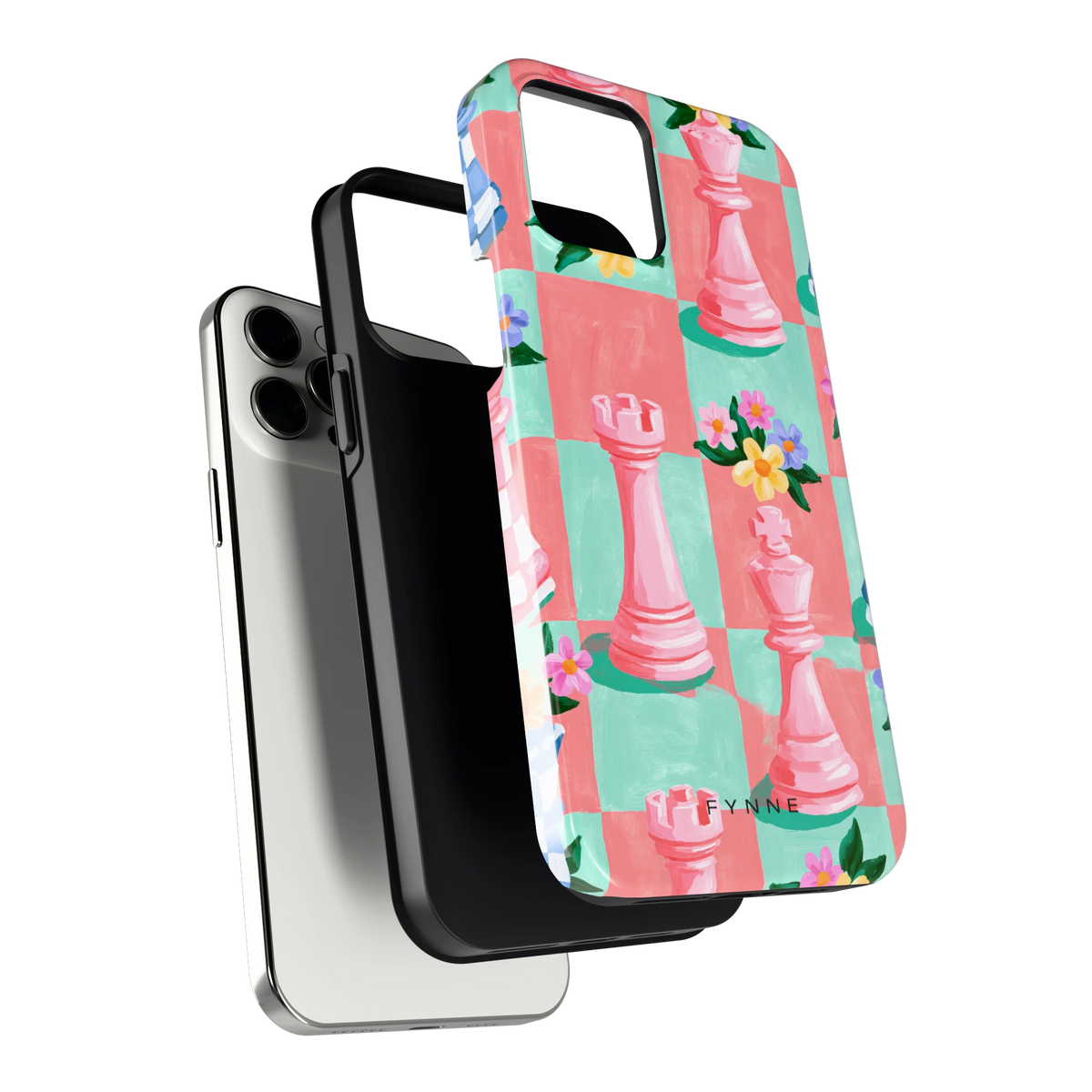 Bloeiend Schaakbord hoesje voor iPhone 12 Pro Max, los van de telefoon