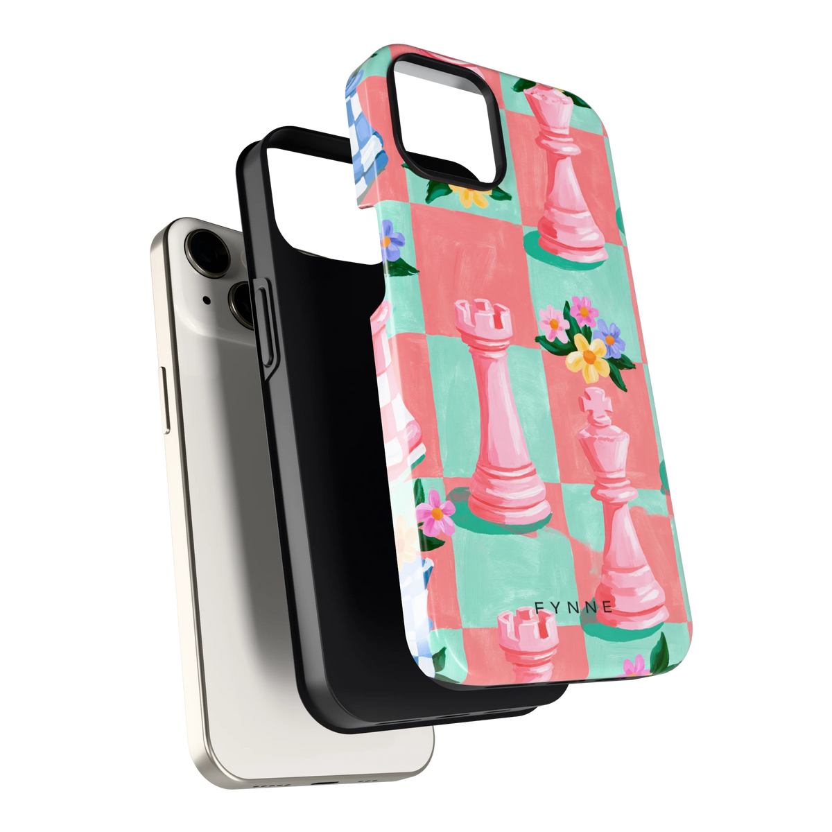 Bloeiend Schaakbord hoesje voor iPhone 13, los van de telefoon