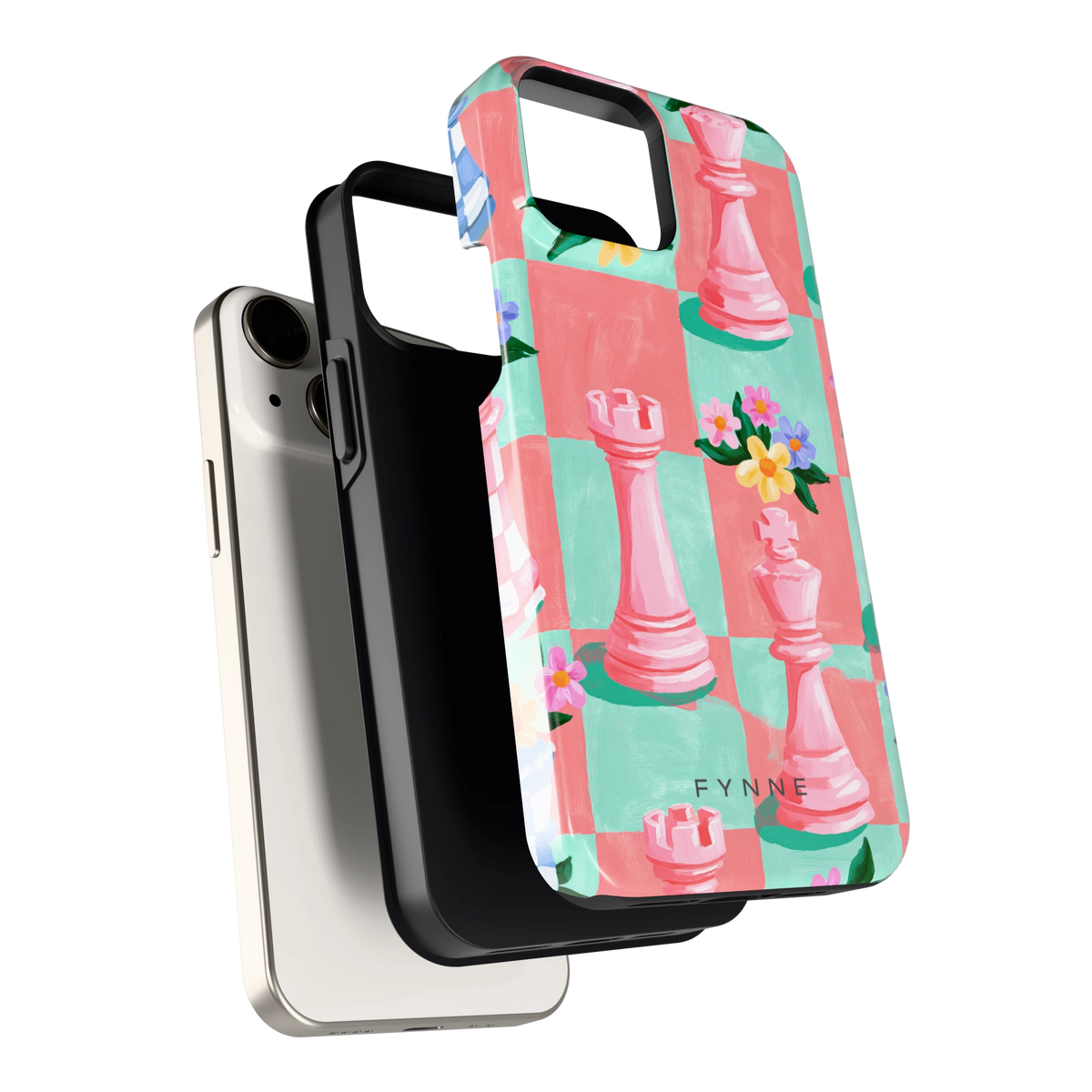 Bloeiend Schaakbord hoesje voor iPhone 13 mini, los van de telefoon