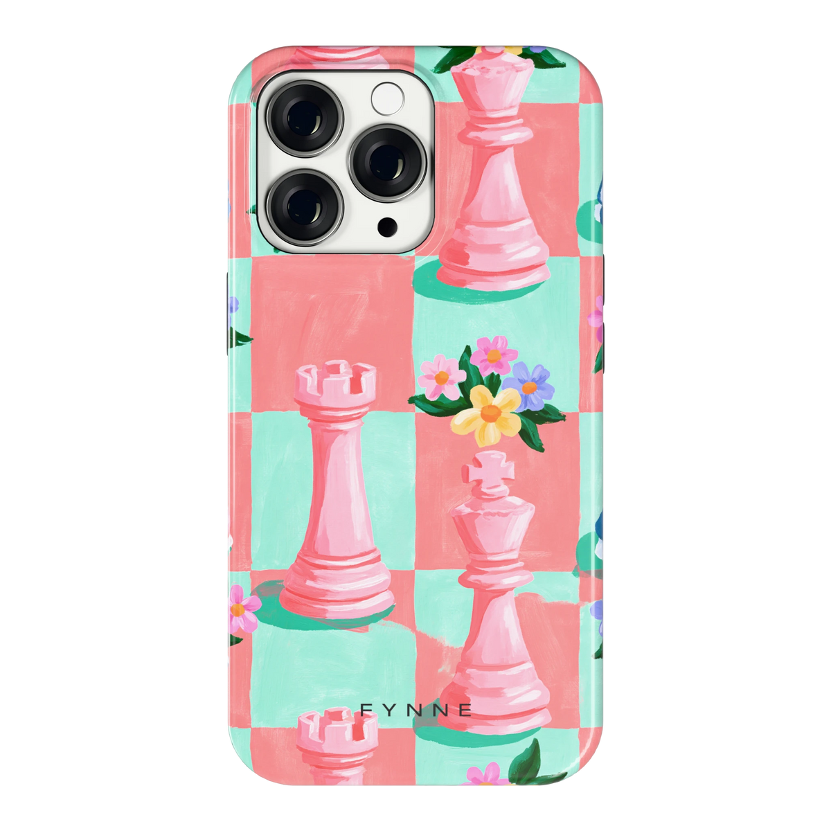 Bloeiend Schaakbord hoesje voor iPhone 13 Pro, achterkant