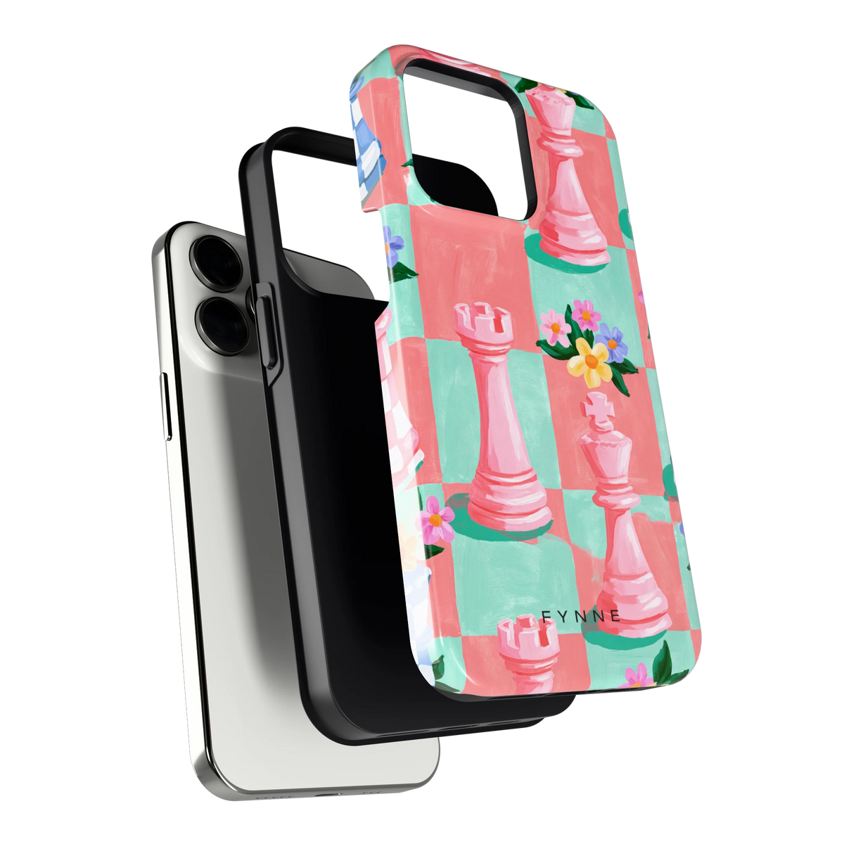 Bloeiend Schaakbord hoesje voor iPhone 13 Pro, los van de telefoon