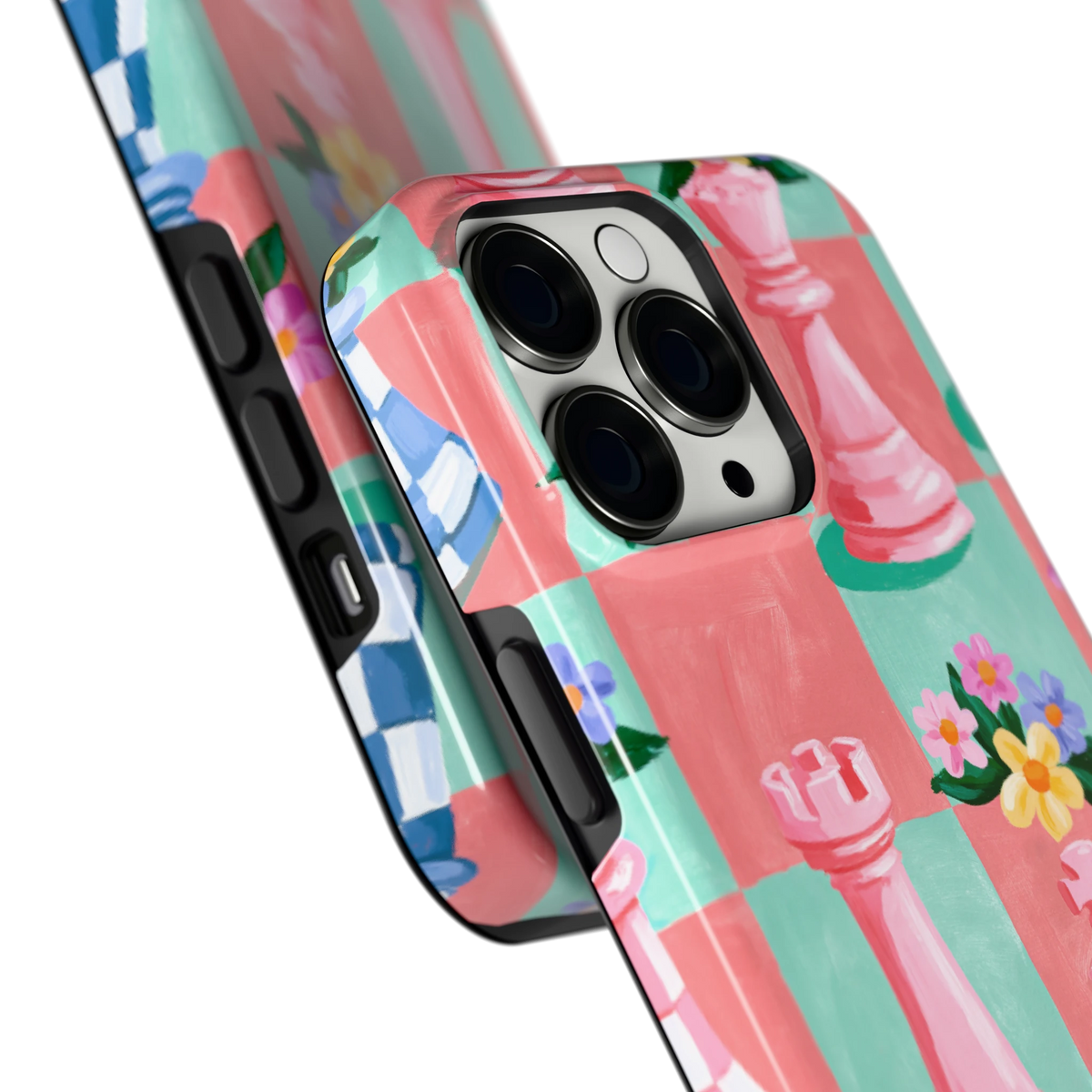 Bloeiend Schaakbord hoesje voor iPhone 13 Pro, close-up