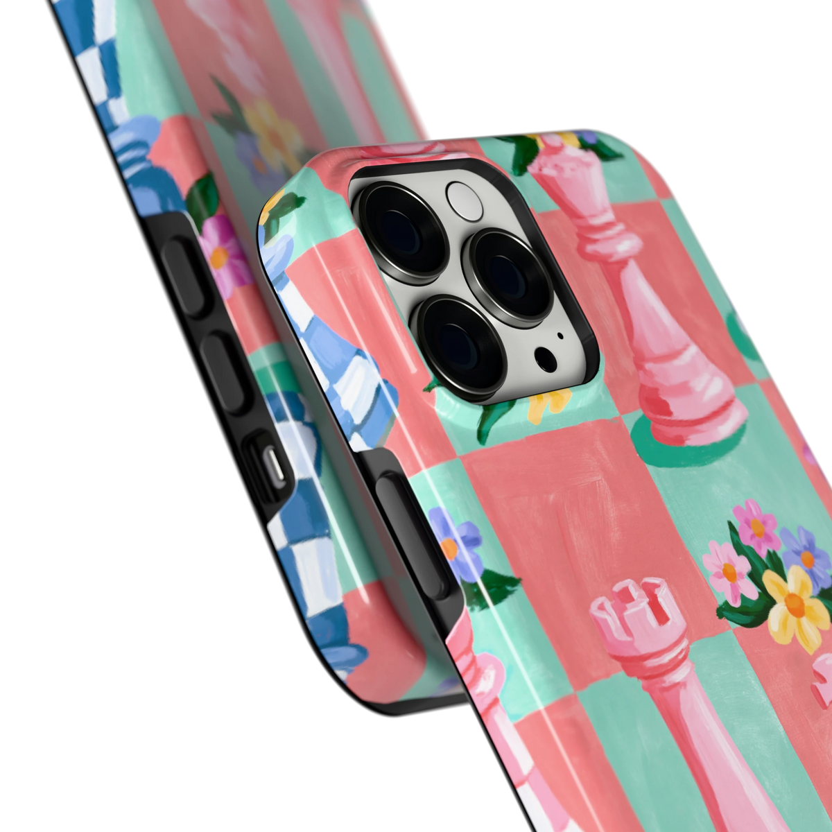 Bloeiend Schaakbord hoesje voor iPhone 13 Pro Max, close-up