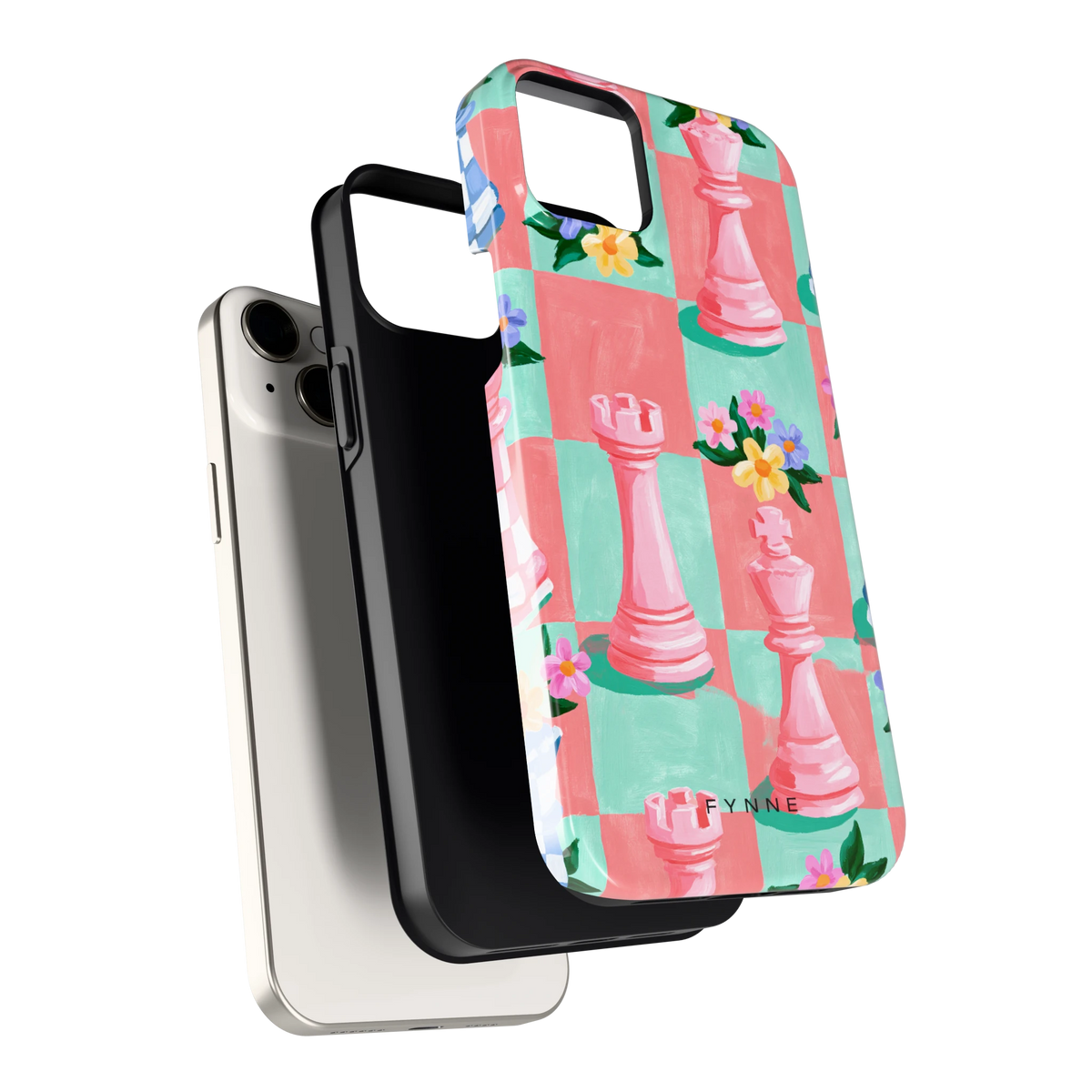 Bloeiend Schaakbord hoesje voor iPhone 14 Plus, los van de telefoon