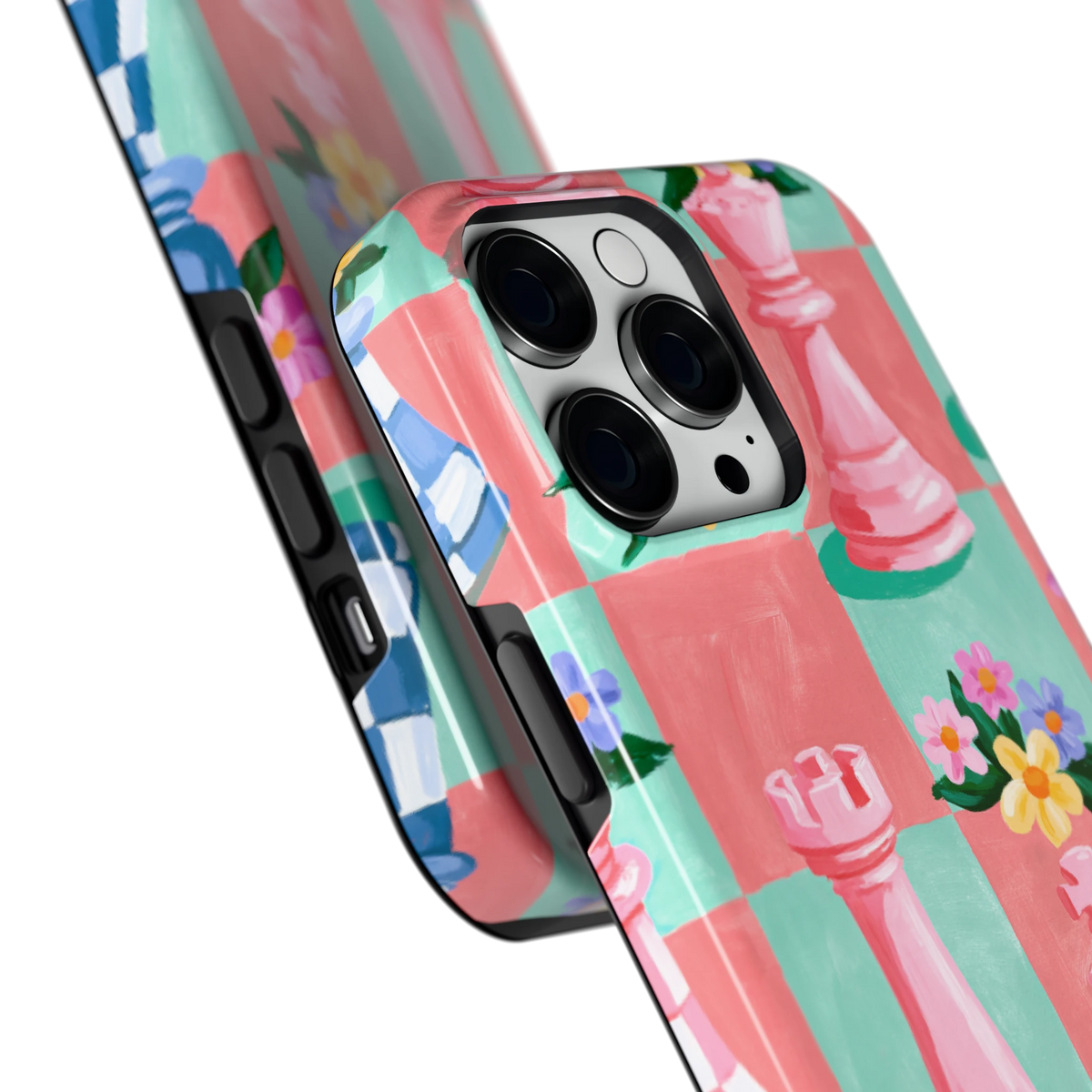 Bloeiend Schaakbord hoesje voor iPhone 14 Pro Max, close-up