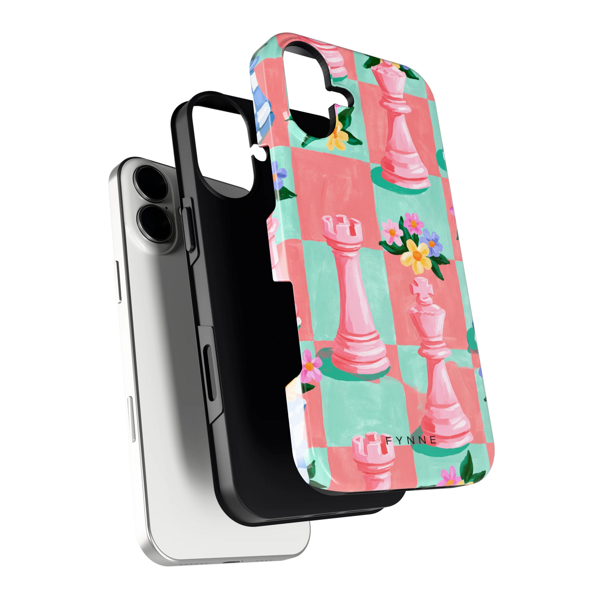 Bloeiend Schaakbord hoesje voor iPhone 16 Plus, los van de telefoon