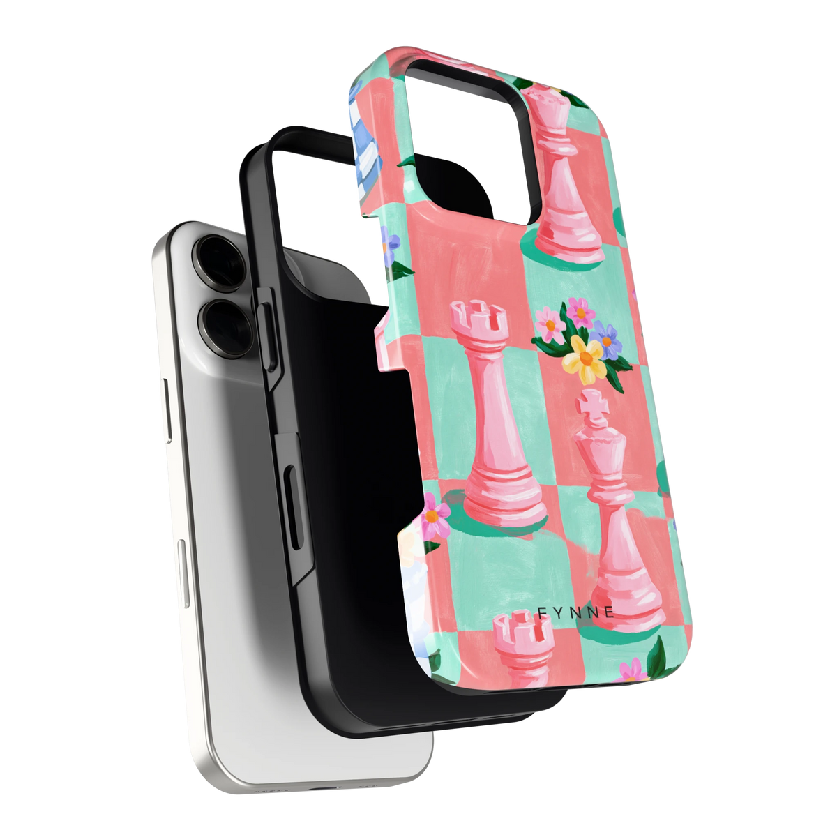 Bloeiend Schaakbord hoesje voor iPhone 16 Pro, los van de telefoon