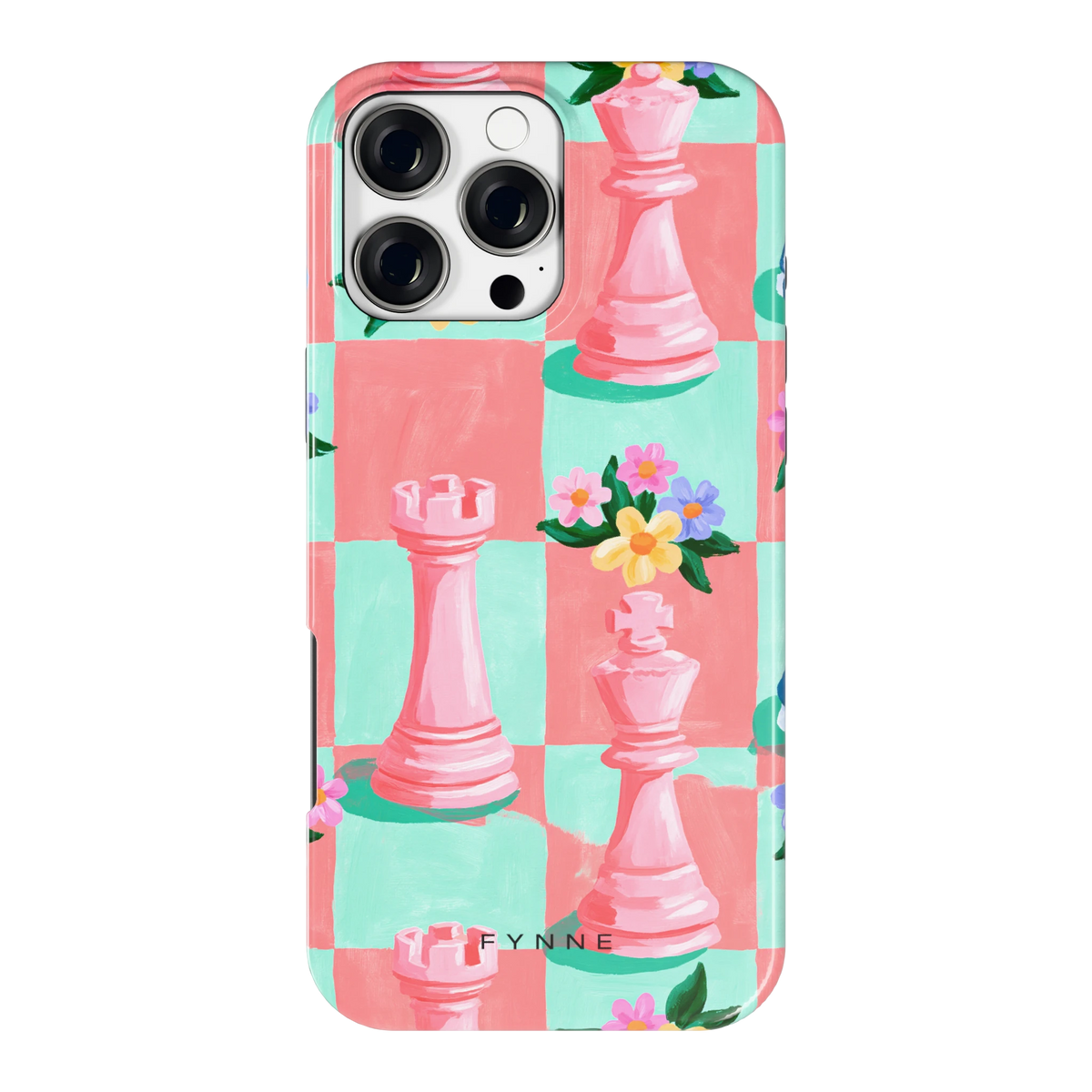 Bloeiend Schaakbord hoesje voor iPhone 16 Pro Max, achterkant