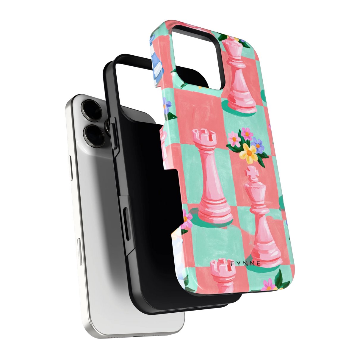 Bloeiend Schaakbord hoesje voor iPhone 16 Pro Max, los van de telefoon