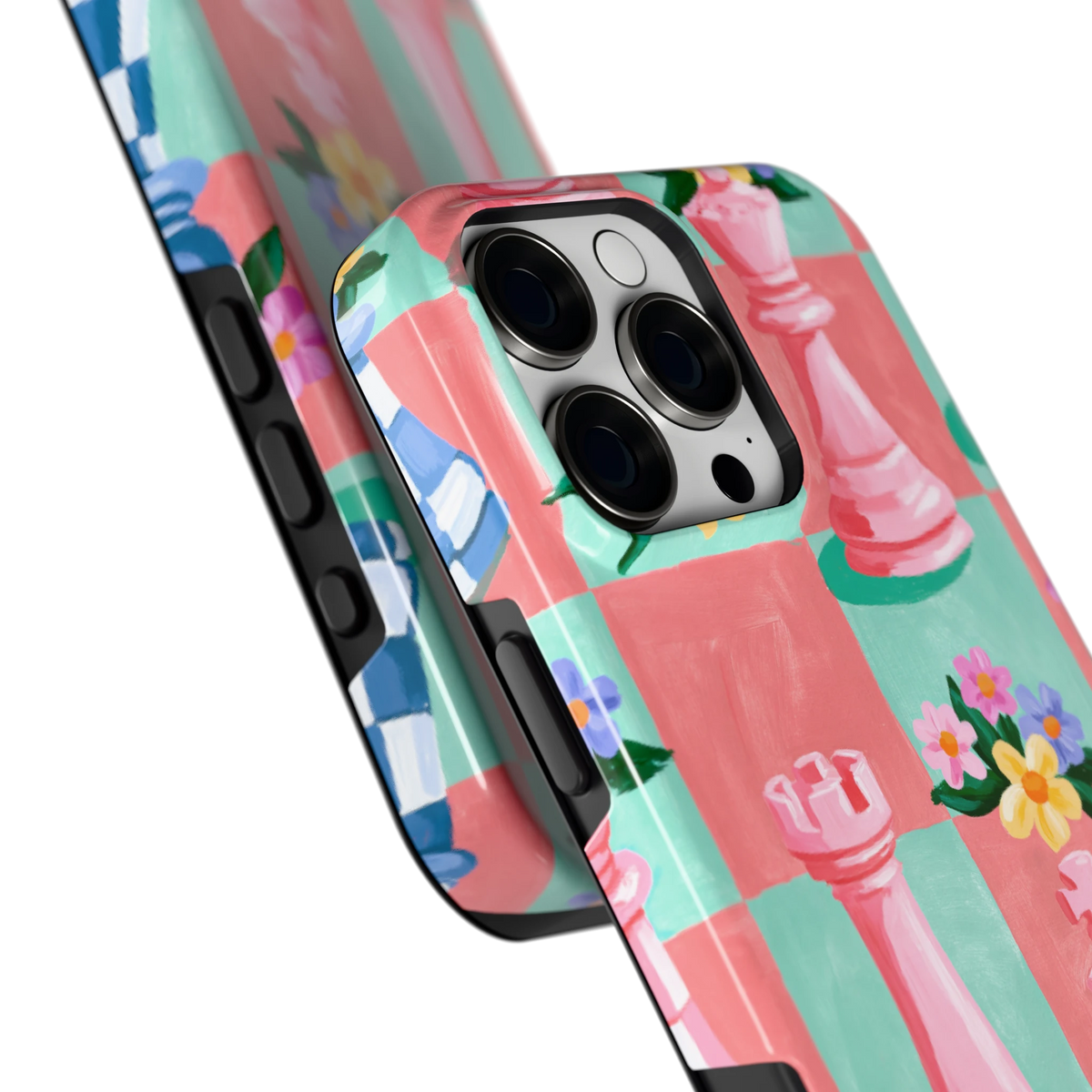 Bloeiend Schaakbord hoesje voor iPhone 16 Pro Max, close-up