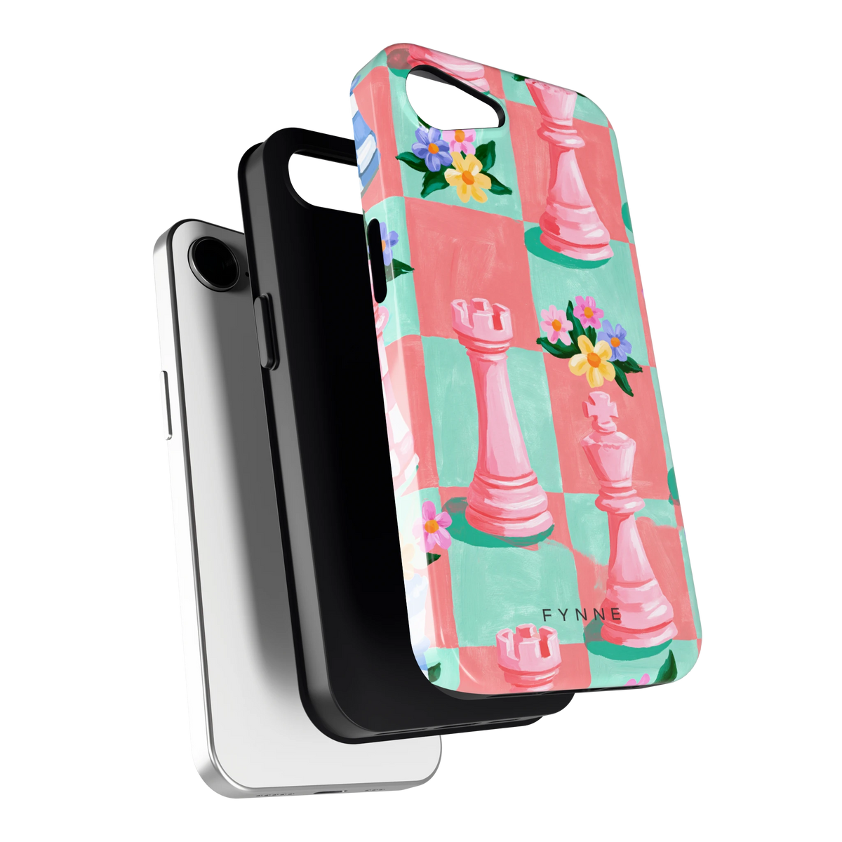 Bloeiend Schaakbord hoesje voor iPhone 16e, los van de telefoon