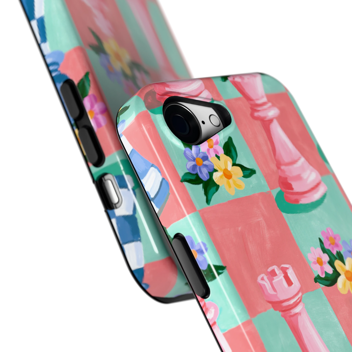 Bloeiend Schaakbord hoesje voor iPhone 16e, close-up