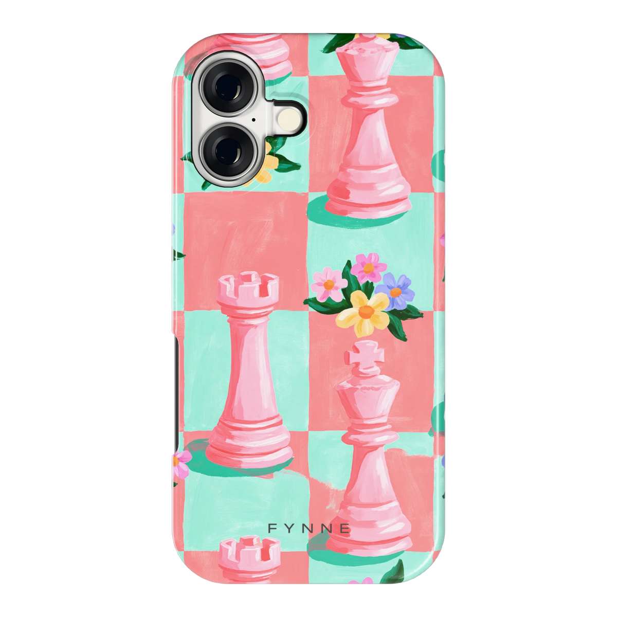 Bloeiend Schaakbord hoesje voor iPhone 17, achterkant